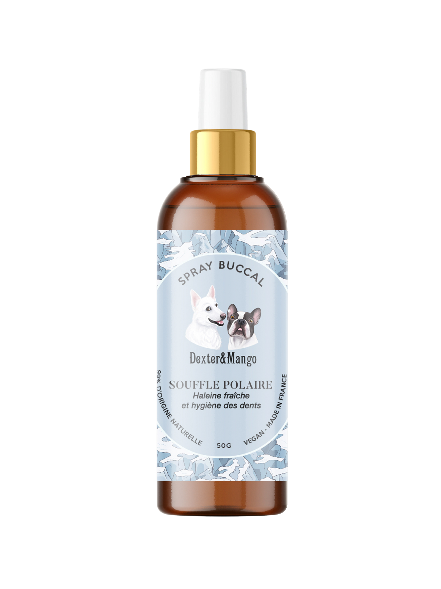 Spray bucco-dentaire pour chien 'Souffle Polaire'. Formulé pour favoriser une haleine fraîche et maintenir une santé bucco-dentaire optimale chez votre compagnon canin. Offrez à votre chien le plaisir d'une haleine propre avec ce spray 'Souffle Polaire.